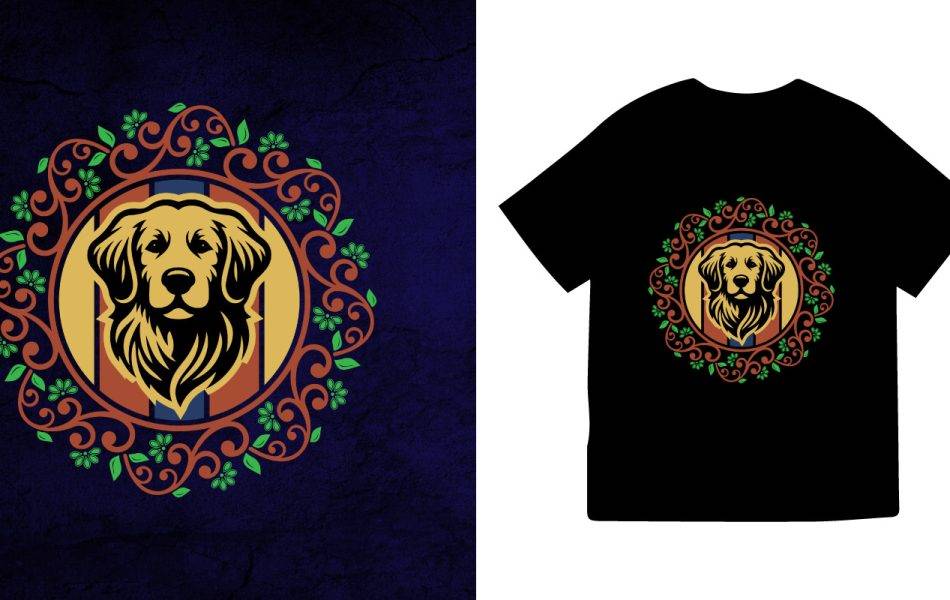 golden Luxury Golden Retriever T-Shirt Design